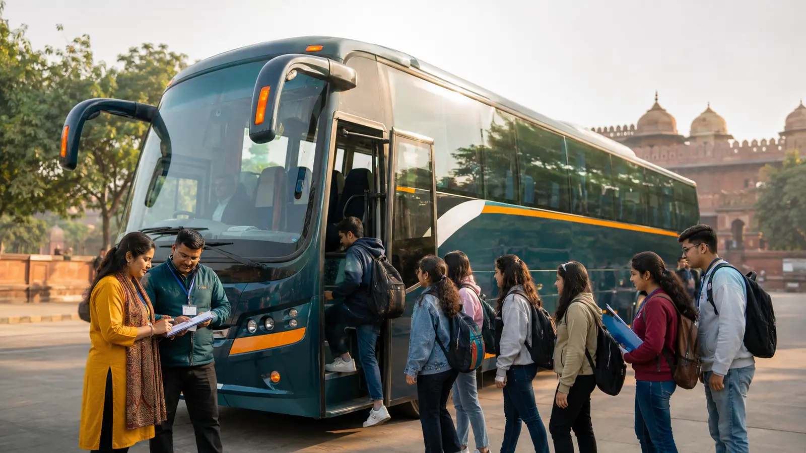 Safe school and college trip bus rental in Delhi by Ajay Travels